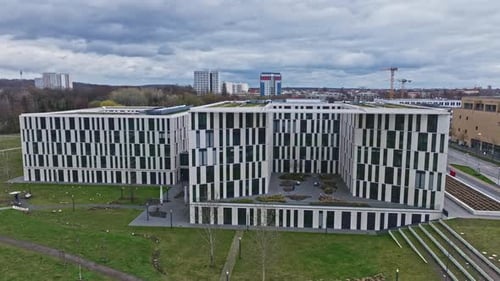Aerial view of modern buildings in Nuthepark , Potsdam , Germany