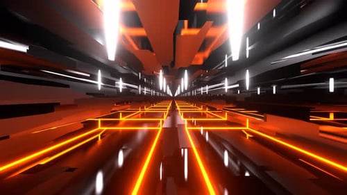 Orange And White Laser Show In Infinite Abstract Space Background Vj Loop In 4K