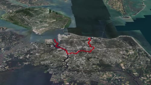 Fronteiras da cidade de Norfolk no mapa da América 4K