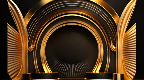 Golden Arch Stage Background for Awards and Product Display