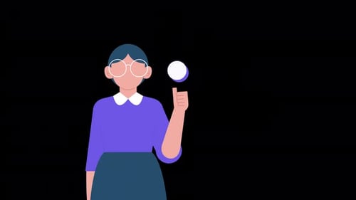 Flat Design Character Showing Star Rating Feedback Animation