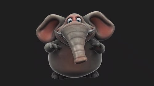 Fun 3D cartoon elephant talking (with alpha channel)