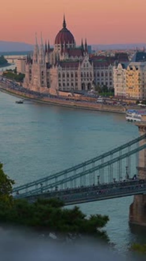 Vertical View Of Budapest City Skyline, Hungary