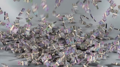 Ukraine Money - Hryvnia Stacked Money Falling - Ukrainian Currency