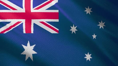 Australian Flag Waving with Realistic Fabric Texture Loop