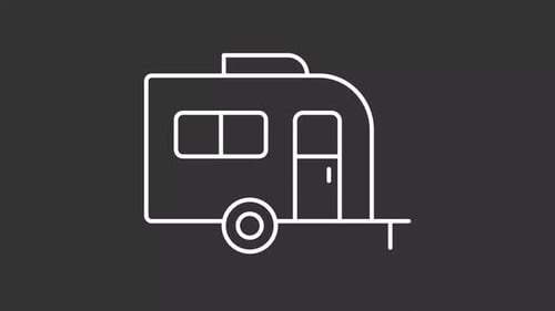 Animated Minimalist Camper Trailer Line Art Reveal