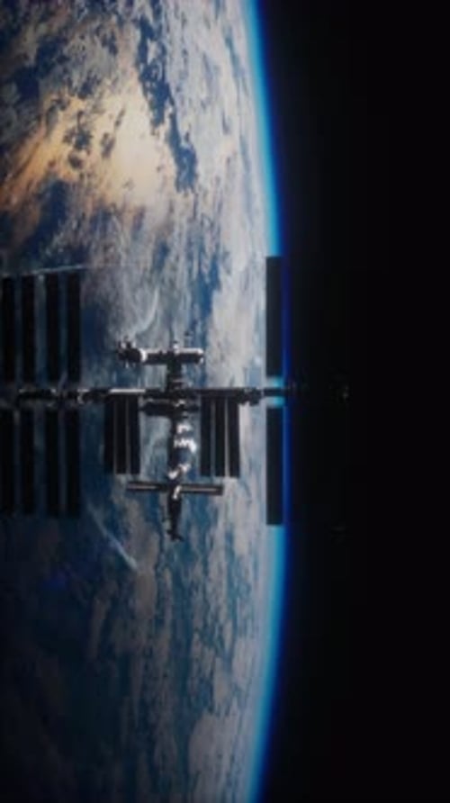 View of the International Space Station Orbiting Earth in Low Earth Orbit