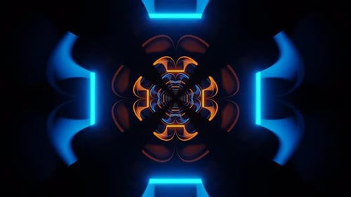 Orange And Blue Neon Glow Clover Tunnel Background Vj Loop In 4K