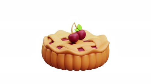 Animated 3D Cherry Pie with Appearing and Disappearing Fruit