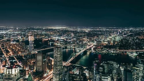 Cinematic And Majestic View Of Manhattan Cityscape, NYC, USA