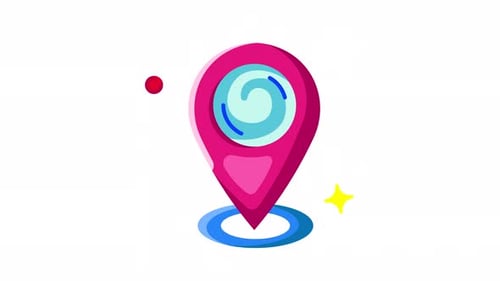 Interactive Laundry Map Icon Loop Animation with Alpha Channel