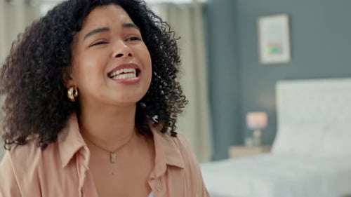 Woman Talking and Gesticulating Indoors