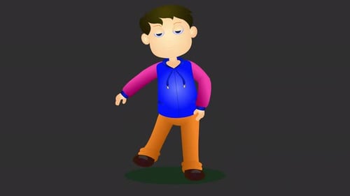 Animated Flat Design Boy Character Dancing