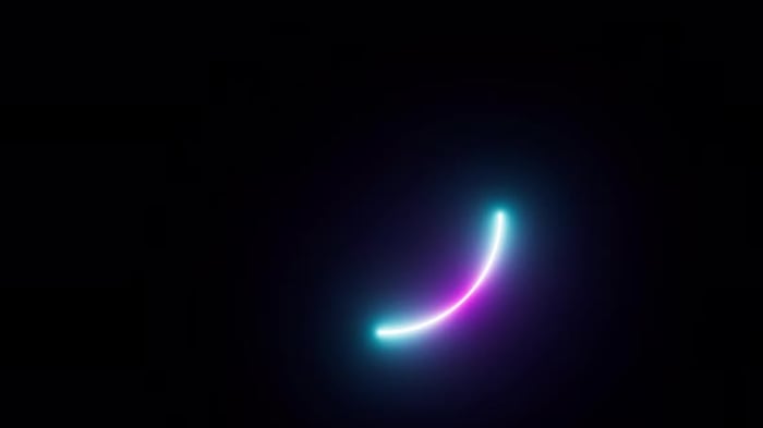 Neon Abstract Moving Circle. Glowing Purple and Blue Appearing Lights ...