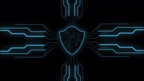 Futuristic Digital Security Circuit Animation