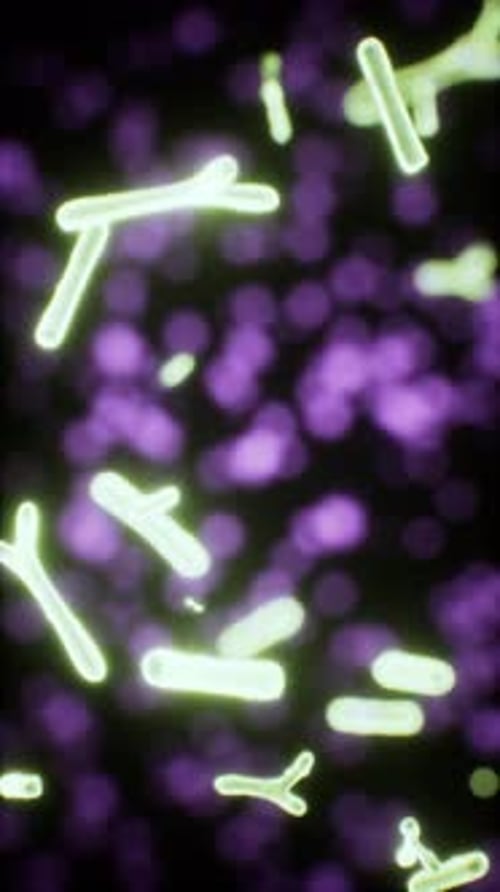 Abstract Glowing Bacteria Microorganisms Vertical Science Background