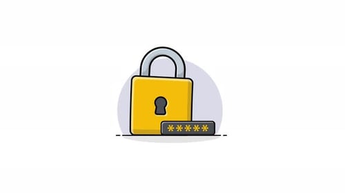 Animated Padlock and Password Field for Security Concepts