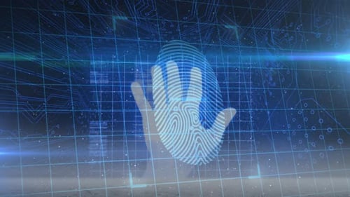 Digital Handprint Scan with Security Shields Animation