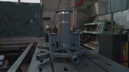 Prefabricated steel structure in factory workshop