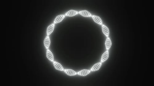Shining White Dna Ring Rotates Against Black Background