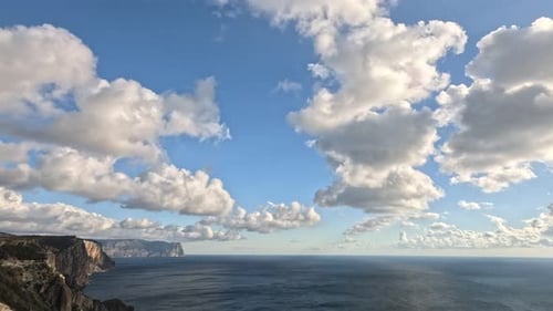 Sea Cliffs Clouds a Beautiful Seascape with Dramatic Cliffs Meeting the Calm Blue Sea Under a Vast