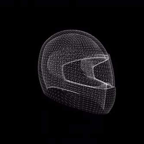 Futuristic Wireframe Motorcycle Helmet Rotating Animation