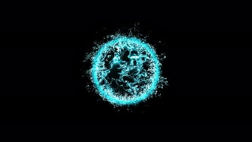 Electric Energy Sphere with Lightning and Glowing Particles Animation