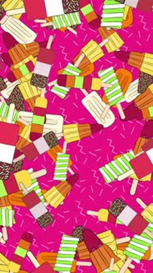 Flat Design Animated Falling Popsicles Seamless Loop Background