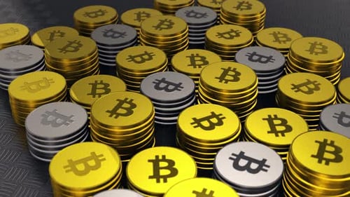Animated Gold and Silver Bitcoin Coin Stacks