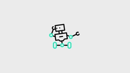 Animated Flat Design Robot Thinking Character Icon