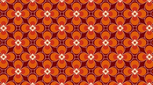 Retro Seamless Floral Pattern with Pulsing Petals Loop Animation