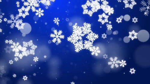 Abstract Blue Snow Particles Moving BG Merry Christmas Holiday Winter New Year