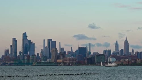 Grandeur of New York's towering skyscrapers as seen from New Jersey perspective