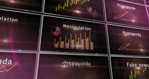 Fake news charts and graphs 3d diagram