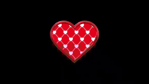 Animated Red Heart Spinning with Pattern