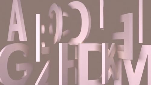 Dynamic 3D Alphabet Letters Rotating and Interacting Background