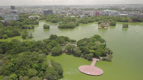 Aerial view of Bagyoke Park in downtown Yangon, Myanmar
