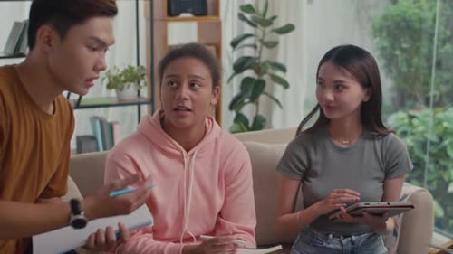 Young Adults Study Together Indoors