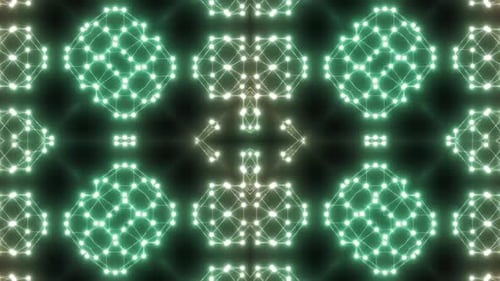 Dynamisch leuchtende geometrische Formen pulsieren in einem faszinierenden digitalen Muster