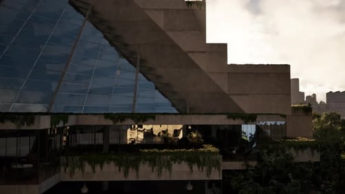 Un rascacielos con innumerables ventanas