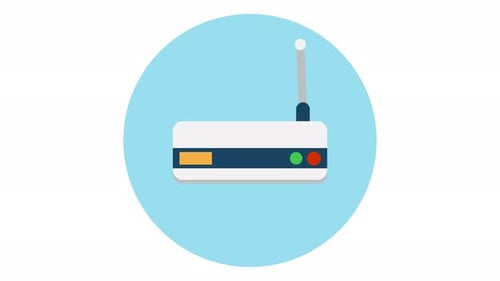 Animated Flat Design WiFi Router Icon