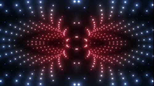 Dynamic light tunnel animation with glowing dots and vibrant energy