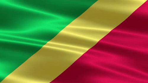 Flag of Republic of Congo Waving Realistic Fabric Animation