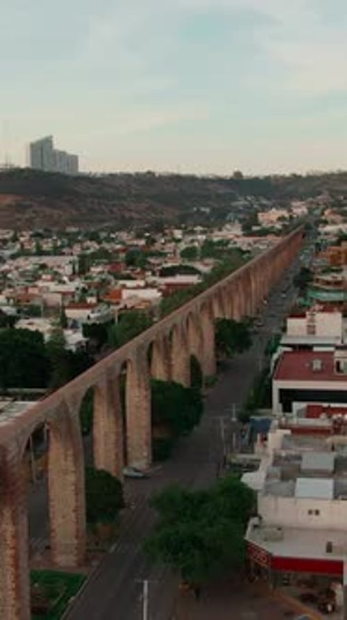 Querétaro, Bajío, Mexico - The Historic Aqueduct Stretches Across the City, Towering Over Streets
