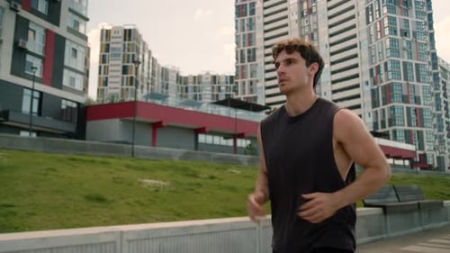 Caucasian Man Sportsman Athlete Running Runner Jog Jogger Sport Sportive Movement Active Street