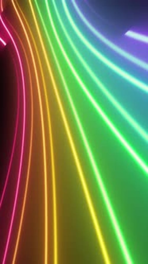Neon rainbow lines flowing background animation for pride