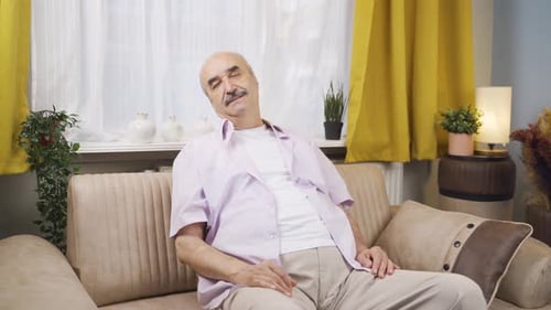 Old man in love is feeling happy.