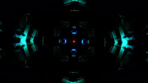 Hypnotic Abstract Visuals with Neon Lights and Geometric Rotations