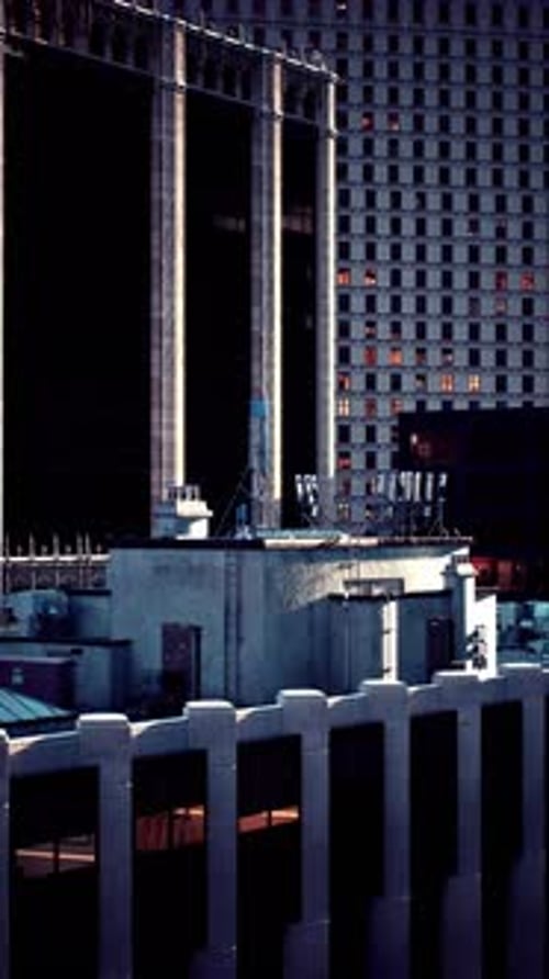 Urban Architecture and Cityscape Captured at Twilight in a Bustling Metropolis