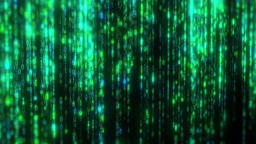 Fondo digital de lluvia de código verde. Caída del código binario de matriz digital de alta tecnología. Matriz futurista